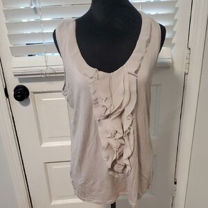 Ann Taylor Beige Ruffle Sleeveless Blouse